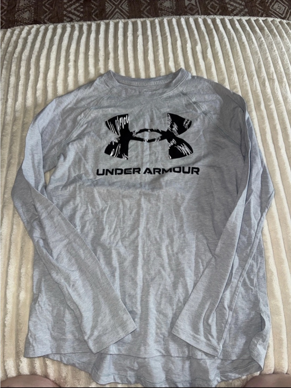 Under Armour Light Gray V-Neck HeatGear Long Sleeve Shirt